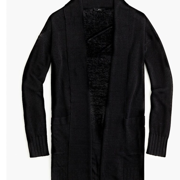 J Crew Open Cardigan Sweater in Linen Blend — Women’s Size Medium | Black - Picture 1 of 5